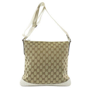 Gucci Canvas Messenger Bag Leather Crossbody White GG